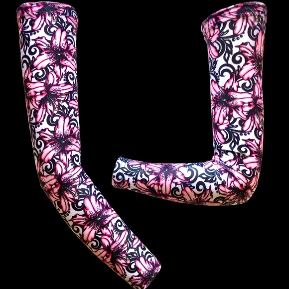 Lilly Print Arm Sleeves / Arm Warmers /Sun Sleeves - Picture 1 of 9